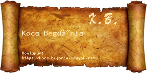 Kocs Begónia névjegykártya